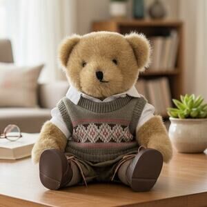 Vintage Tender Heart Treasures Sam Bear Jointed Teddy Golf Clothes Sweater